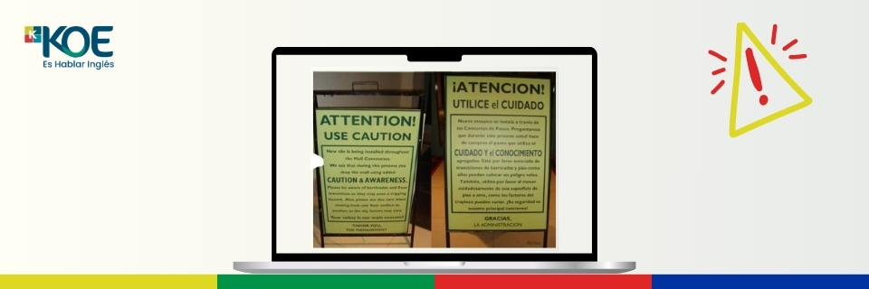 Cartel de advertencia traducido como Utilice el cuidado